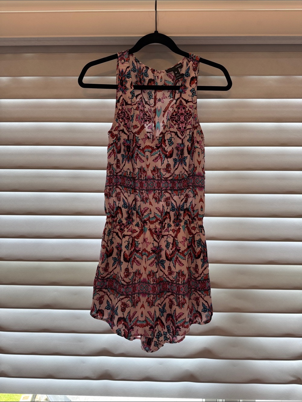 Aqua Pink, Blue & Cream Sleeveless Printed Tank Dress